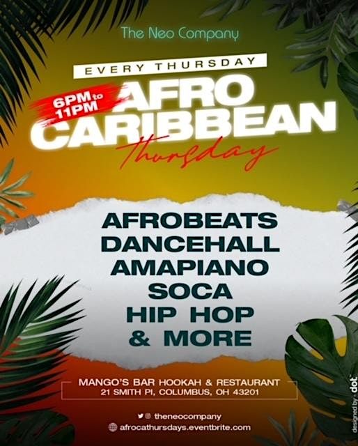 Afro Caribbean Thursdays Afrobeats Dancehall Amapiano Soca And More Mangos Bar Hookah 