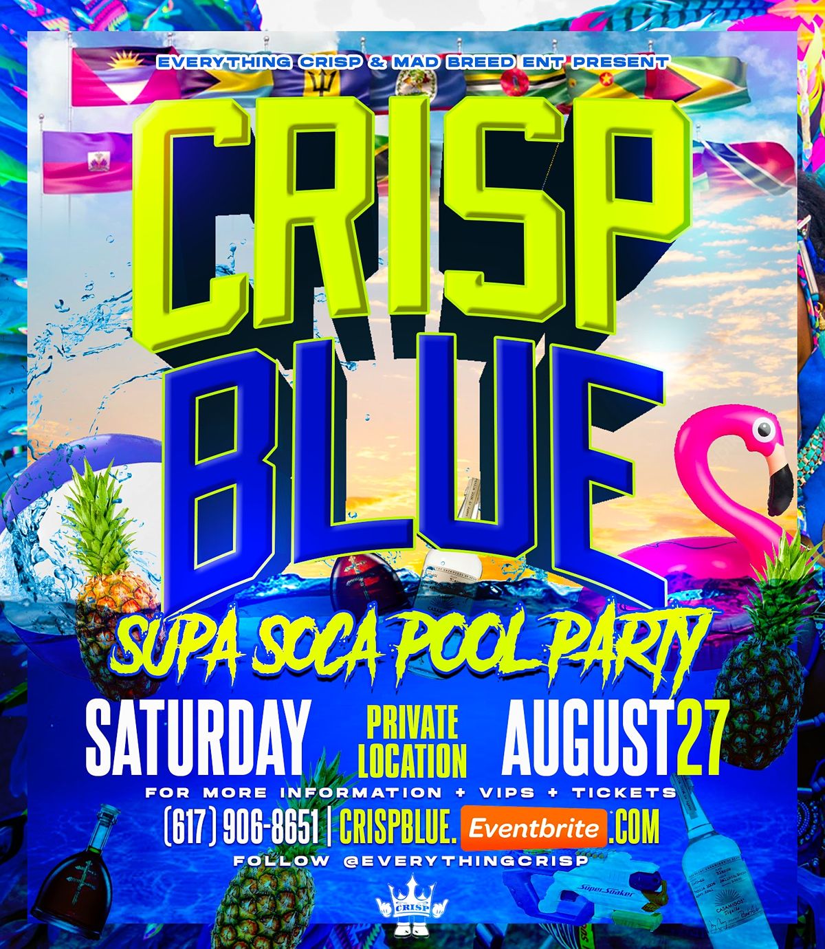 CRISP BLUE SUPA SOCA POOL PARTY CRISP BLUE SHUTTLE PARKING, Brockton