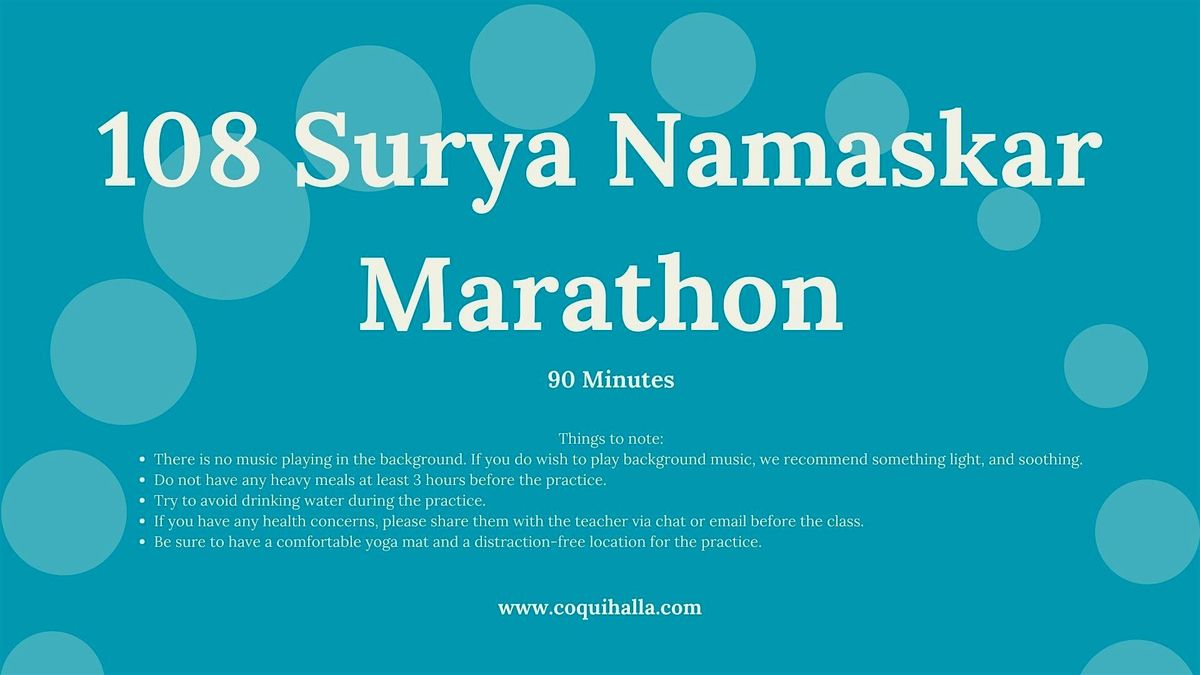 Challenge Yoga Skills - Online -108 Sun Salutations Marathon - Nanaimo, BC