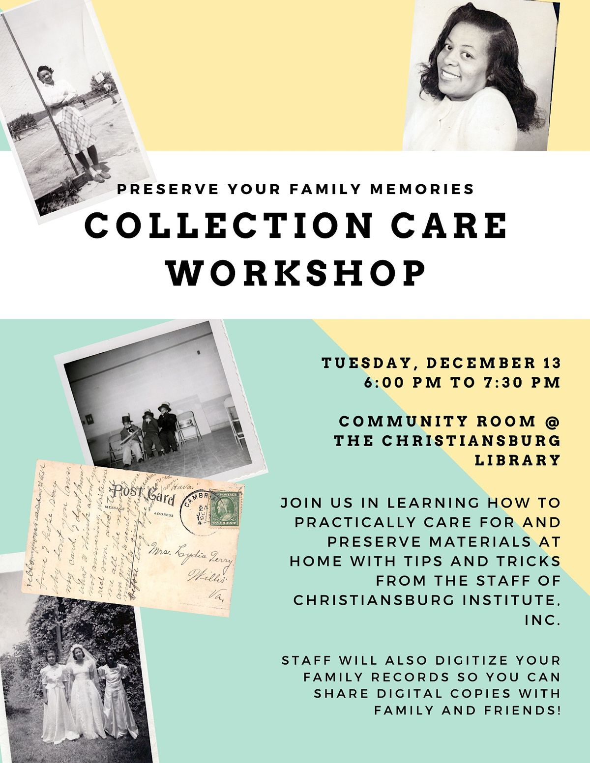 Collection Care Workshop and Community History Harvest at MFRL ...