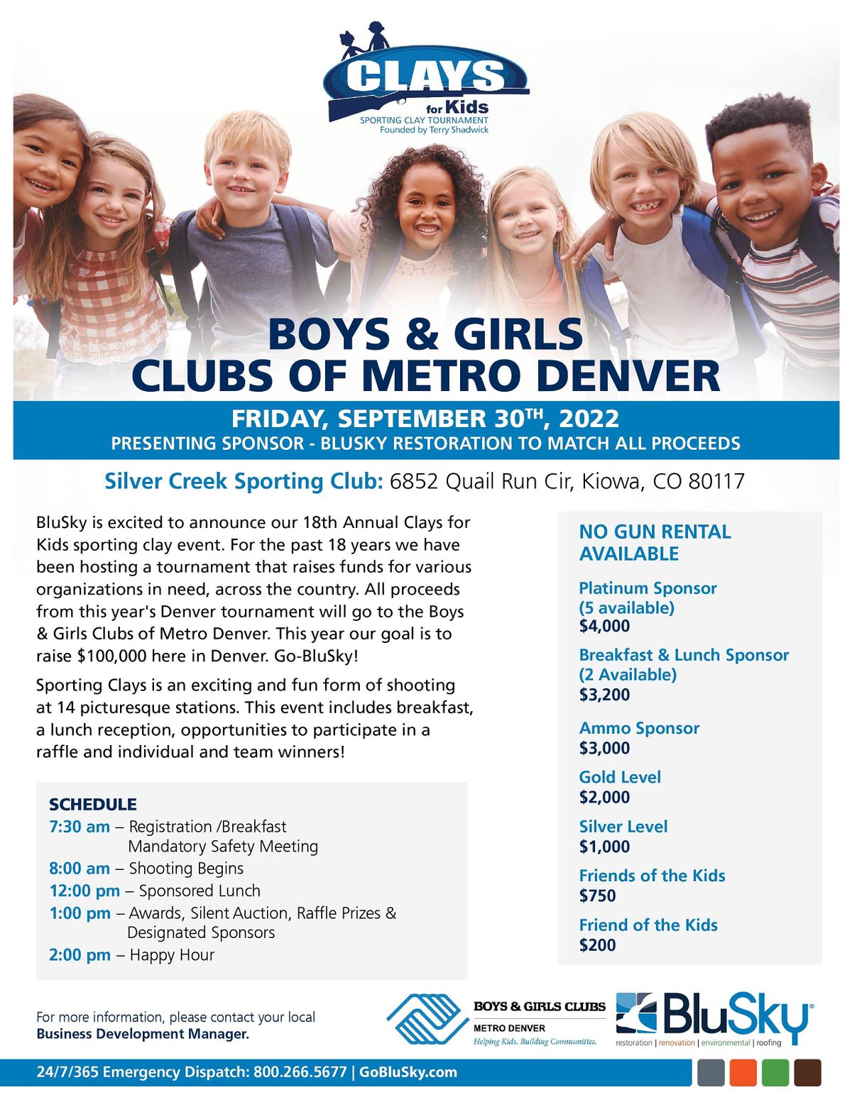 Clays for Kids Denver 2022 Silver Creek Sporting Club, Kiowa, CO