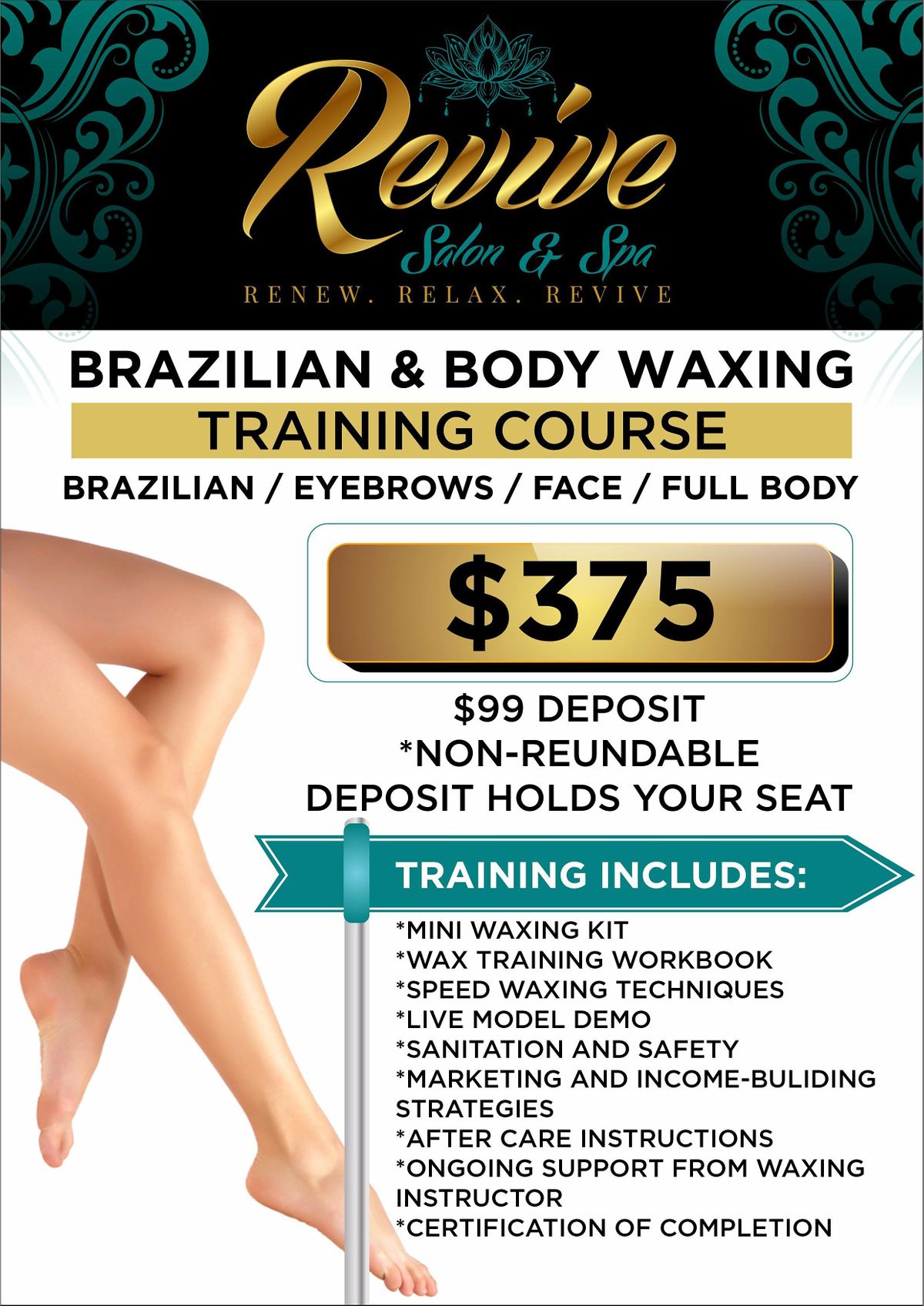 Brazilian & Body Wax Training Revive Salon & Spa, Charlotte, NC