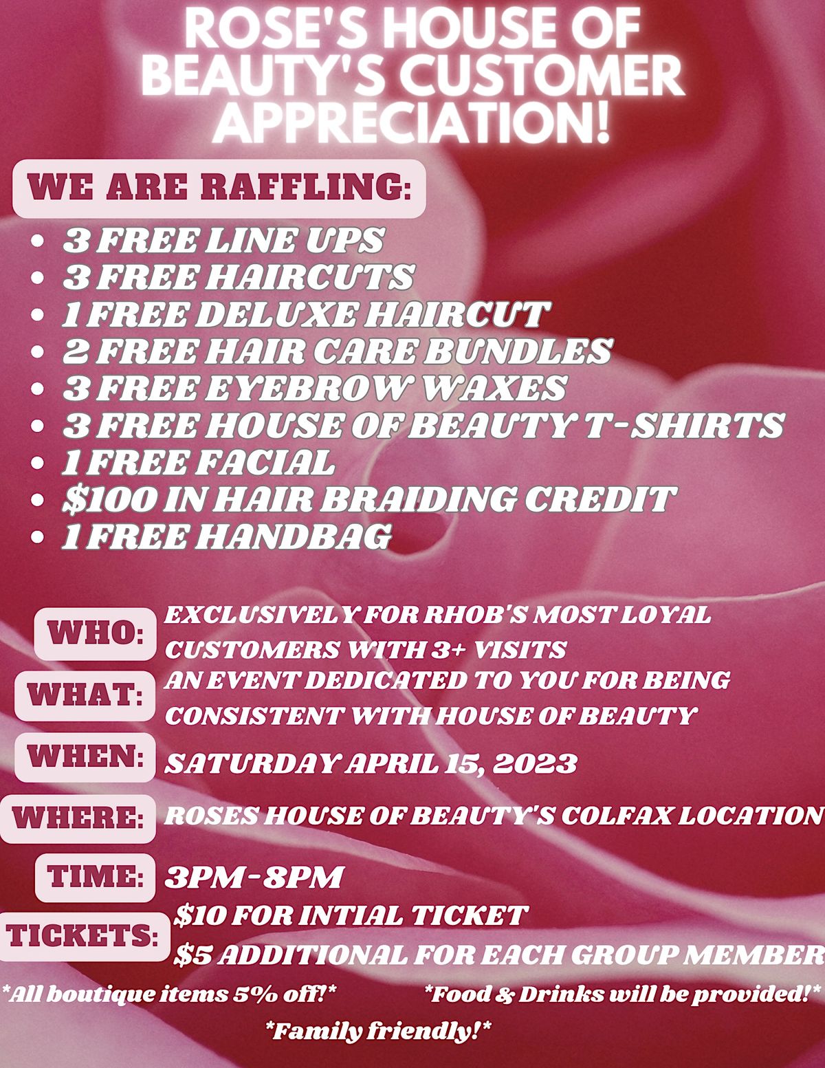 Roses House of Beautys Customer Appreciation Rose's House of Beauty