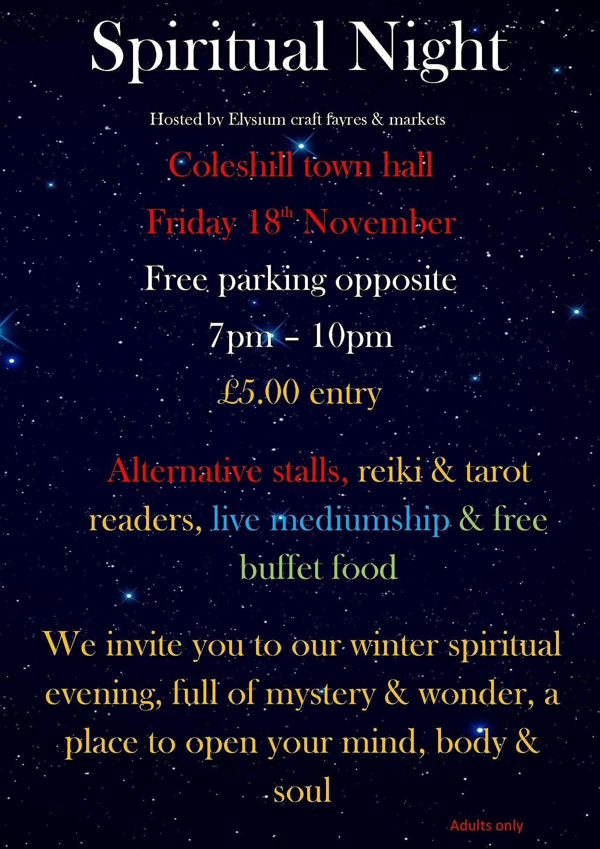 Elysium Spiritual Night Coleshill Town Hall Solihull EN November Elysium spiritual night coleshill town hall solihull en november