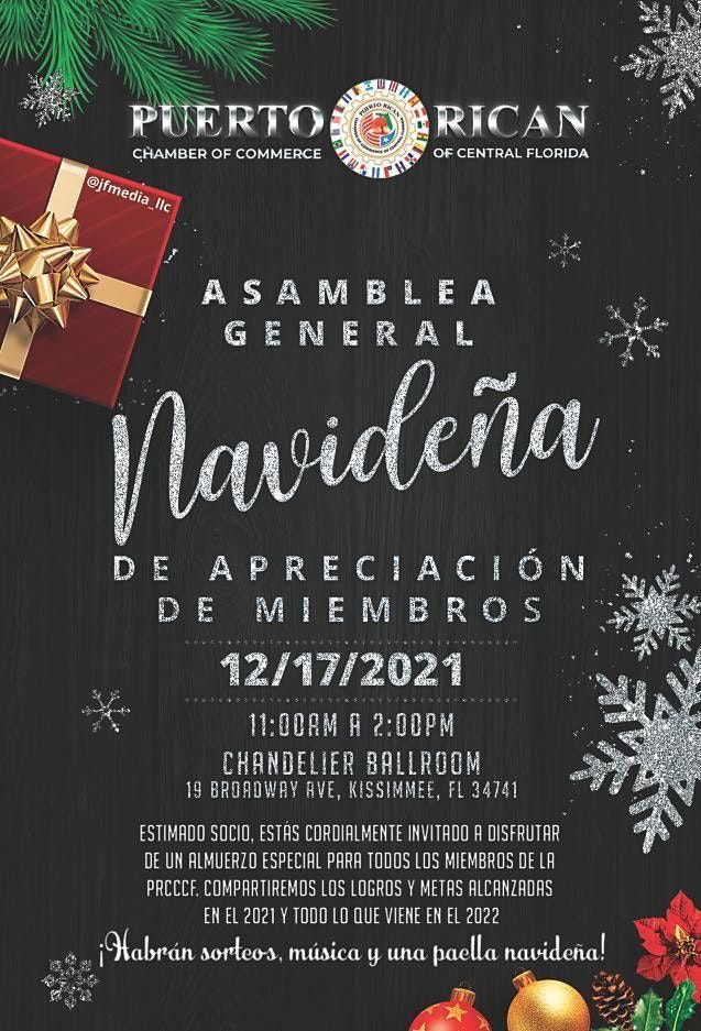 Asamblea General Navideña de Apreciación de Miembros Chandeliers Ballroom & Event Center