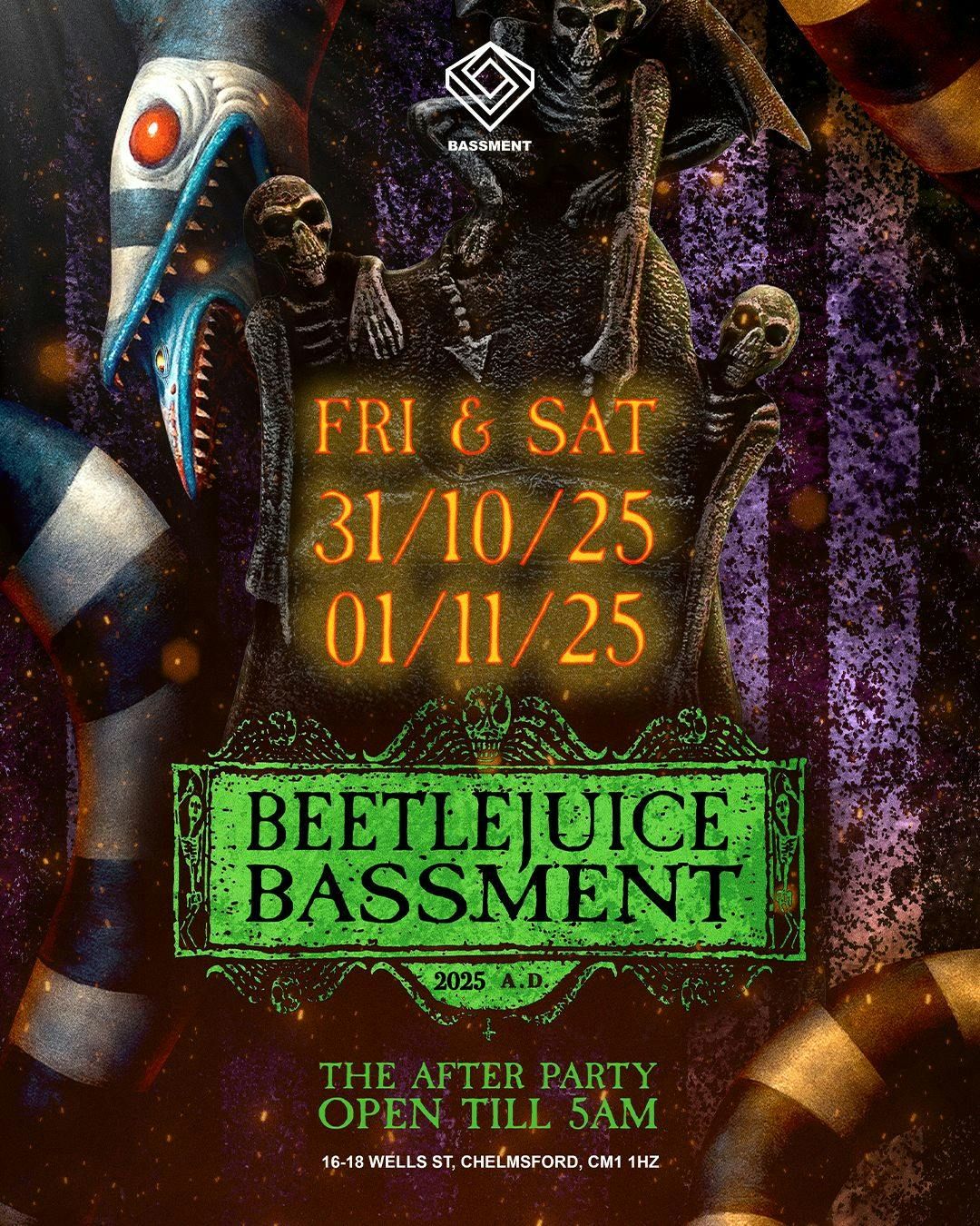 \ud83c\udf83 Bassment Presents: Beetlejuice Bassment Saturday \ud83d\udc7b