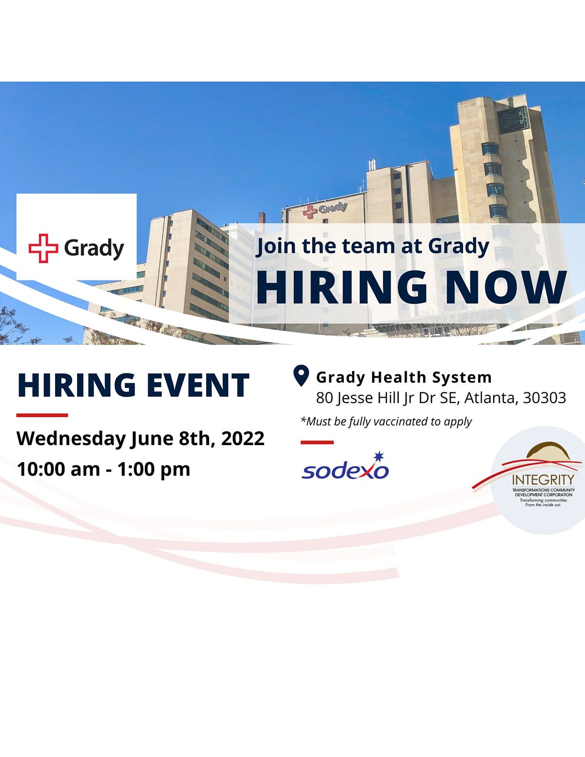 June Grady Hiring Event | Grady Health System, Atlanta, GA | June 8, 2022
