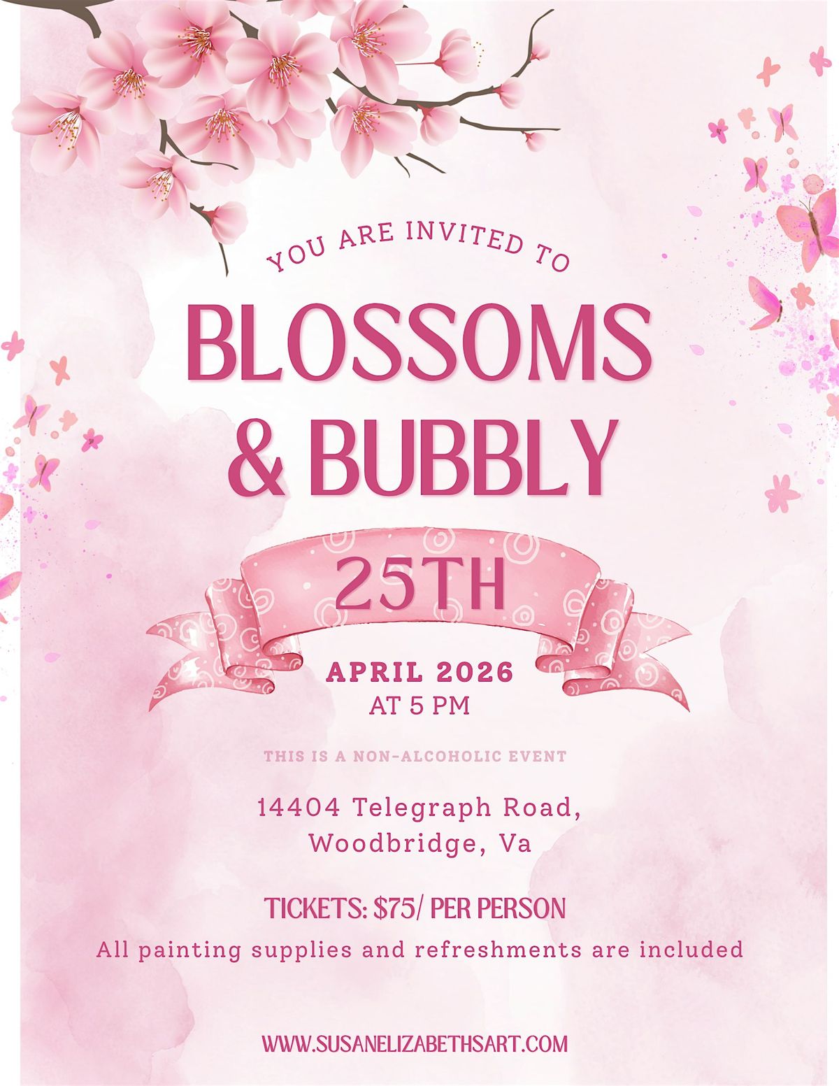 Blossoms & Bubbly: Artist Led Paint & Sip