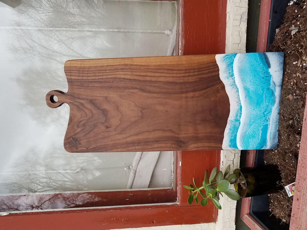 Ocean Charcuterie Board with Epoxy Woodworking Class Ed Ventura