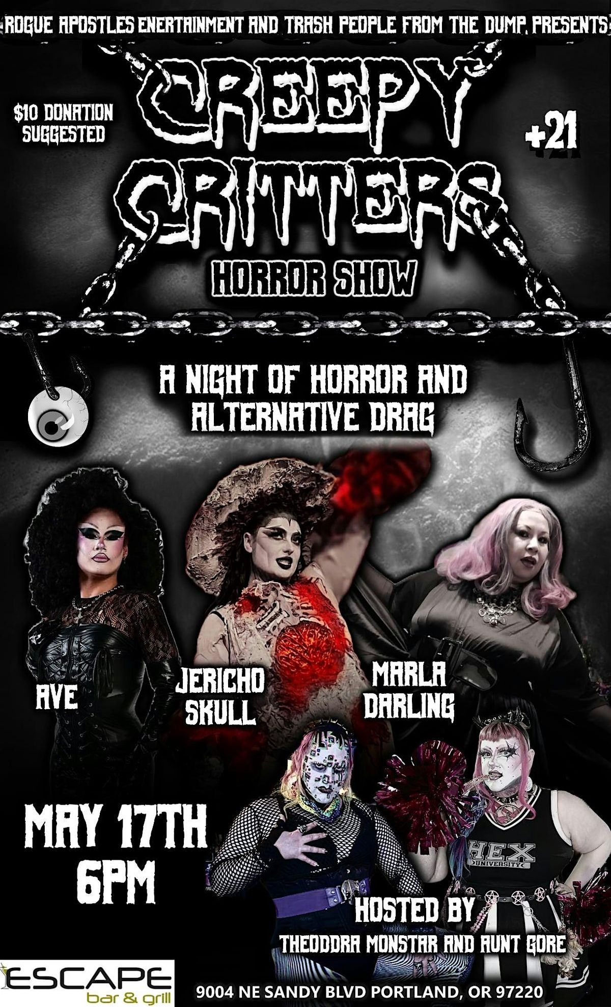 Creepy Critters Horror Show At Escape Bar & Grill