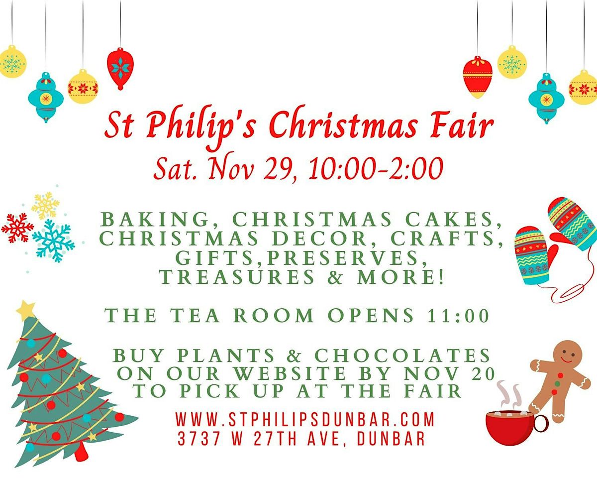St Philip's Christmas Fair, Nov 29, 10:00 - 2:00