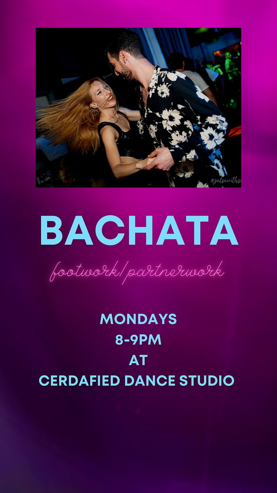 BACHATA MONDAYS - BEGINNER CLASS PAY AT CERDAFIED