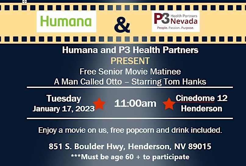 Free Senior Movie Matinee A Man Called Otto Starring Tom Hanks