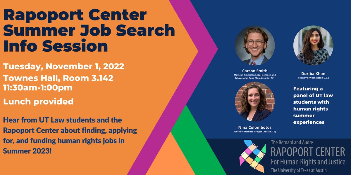 Rapoport Center Summer Jobs Search Info Session The University of