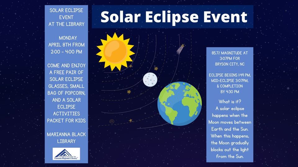 Solar Eclipse Event | Marianna Black Library, Bryson City, NC | April 8 ...