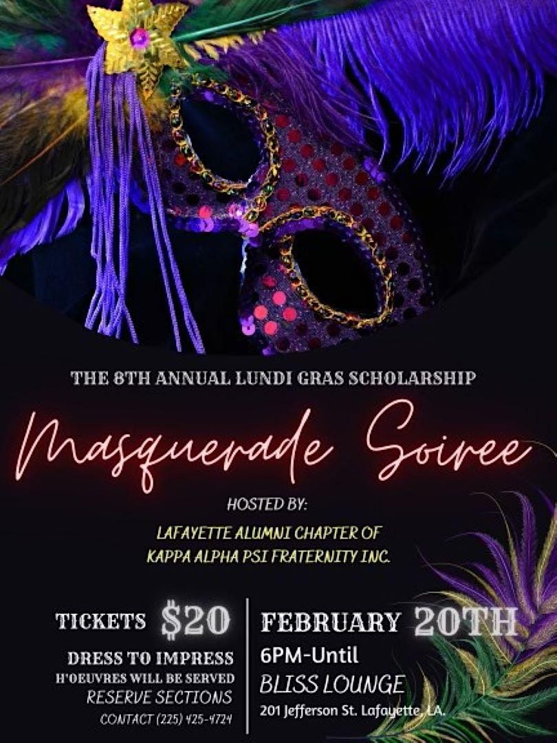 Lundi Gras - Masquerade Soiree | Bliss Cocktail Lounge, Lafayette, LA ...