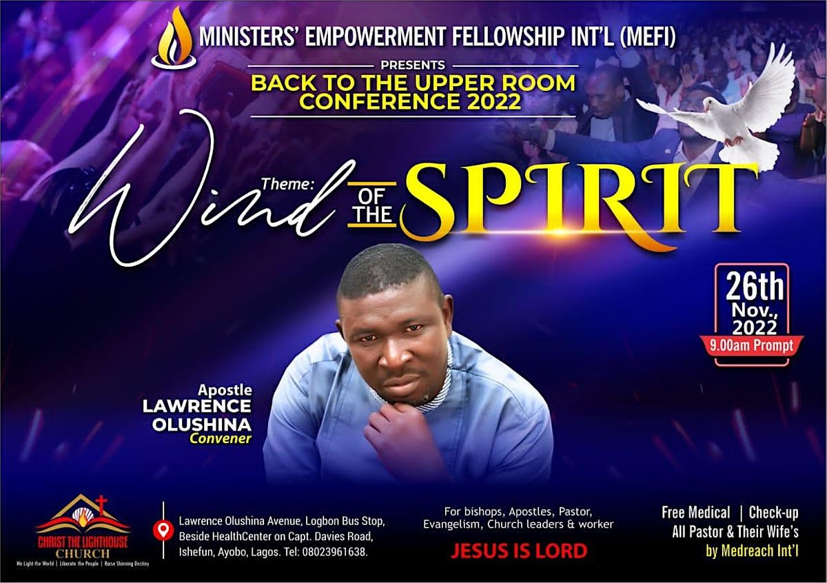 BACK TO THE UPPER ROOM CONFERENCE 2025 Ayobo, Lagos, LA November 26