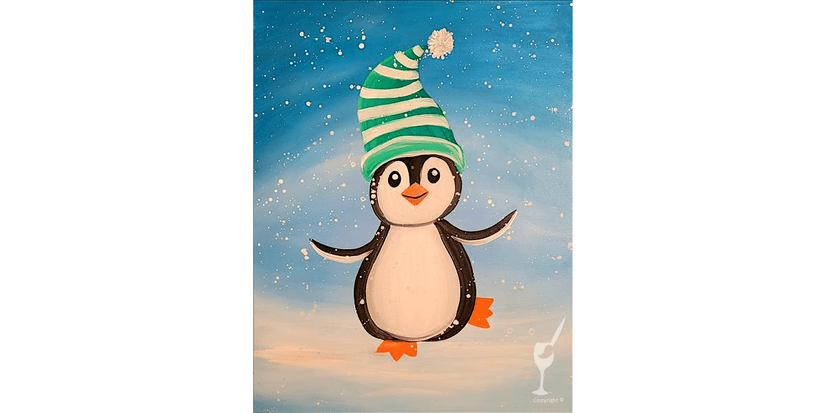Dancer Penguin in the Snow - Family Fun - Paint and Sip in Houston | Classpop!\u2122