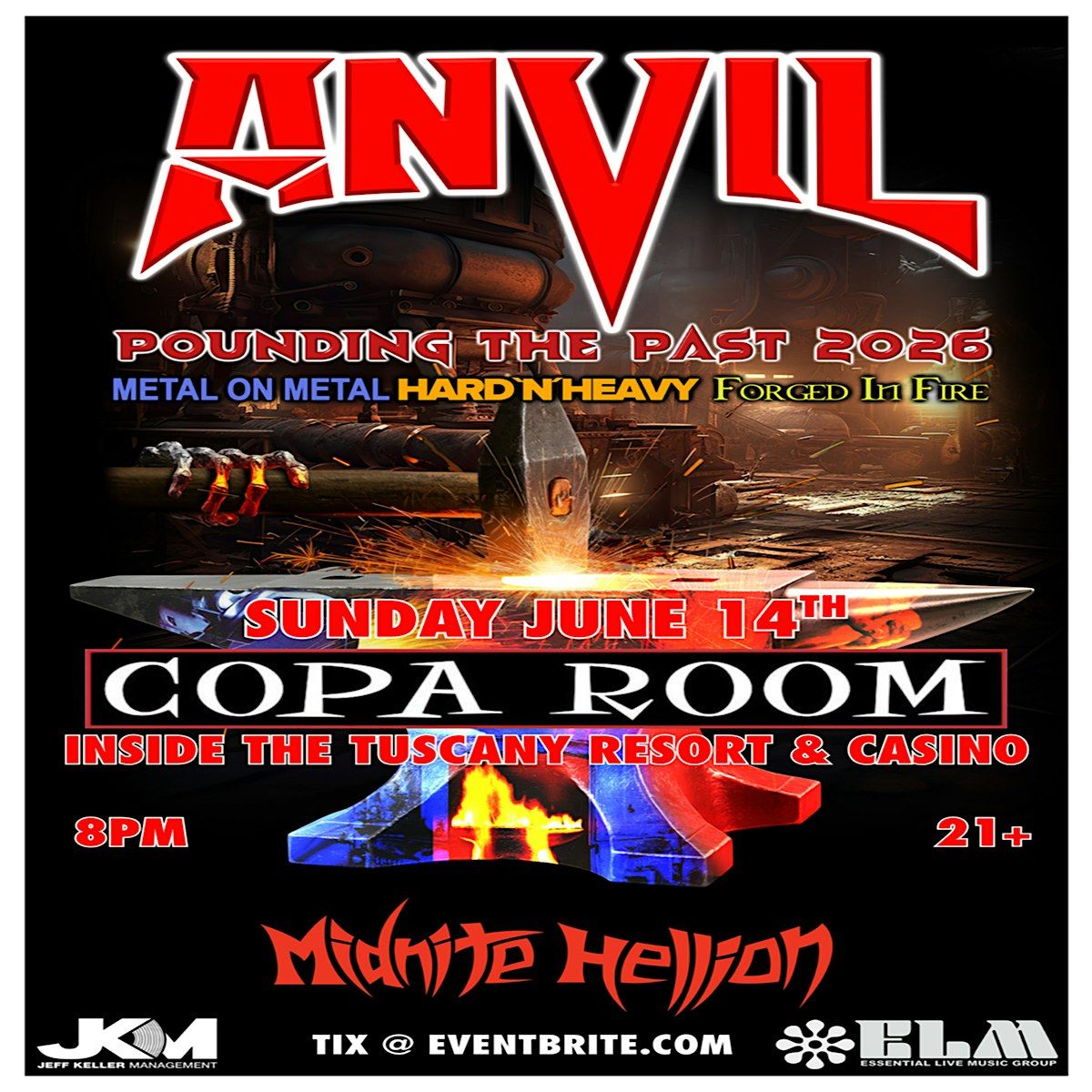 Anvil Live at Copa Room \u2013 Sunday June 14