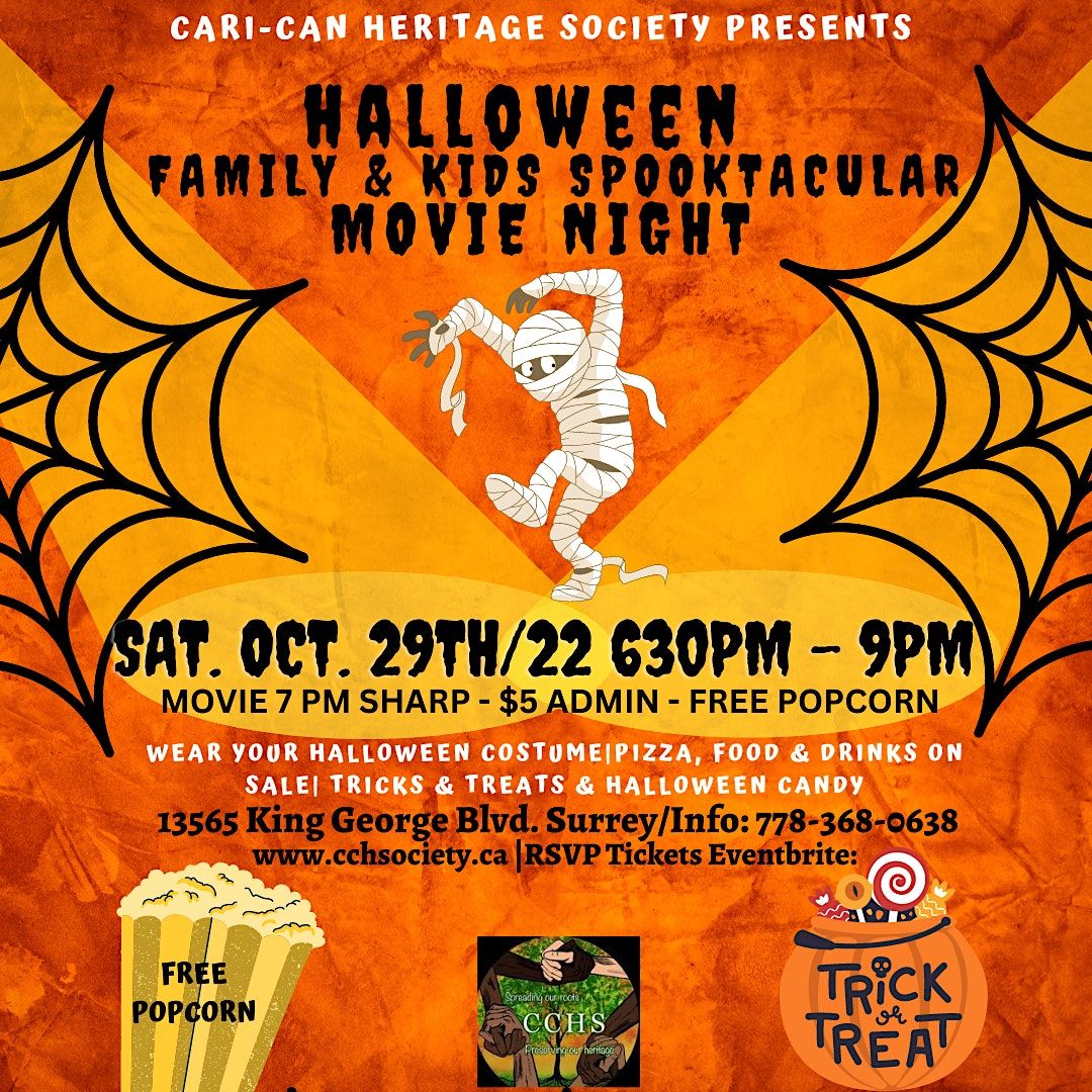 CCHS Family & Kids Spooktacular Movie Night  13565 King George Blvd Frontage Rd, Surrey, BC 