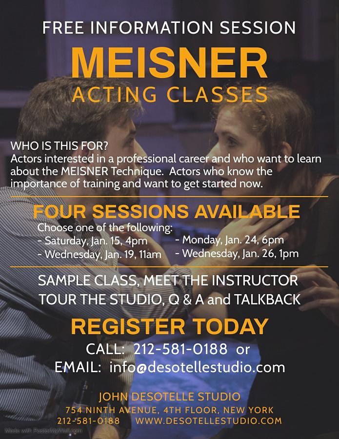 FREE Information Session\/Class Sample - MEISNER ACTING