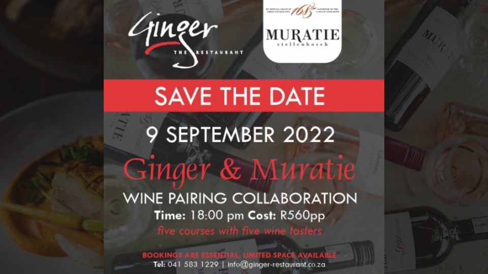 Ginger & Muratie Wine Pairing Collaboration