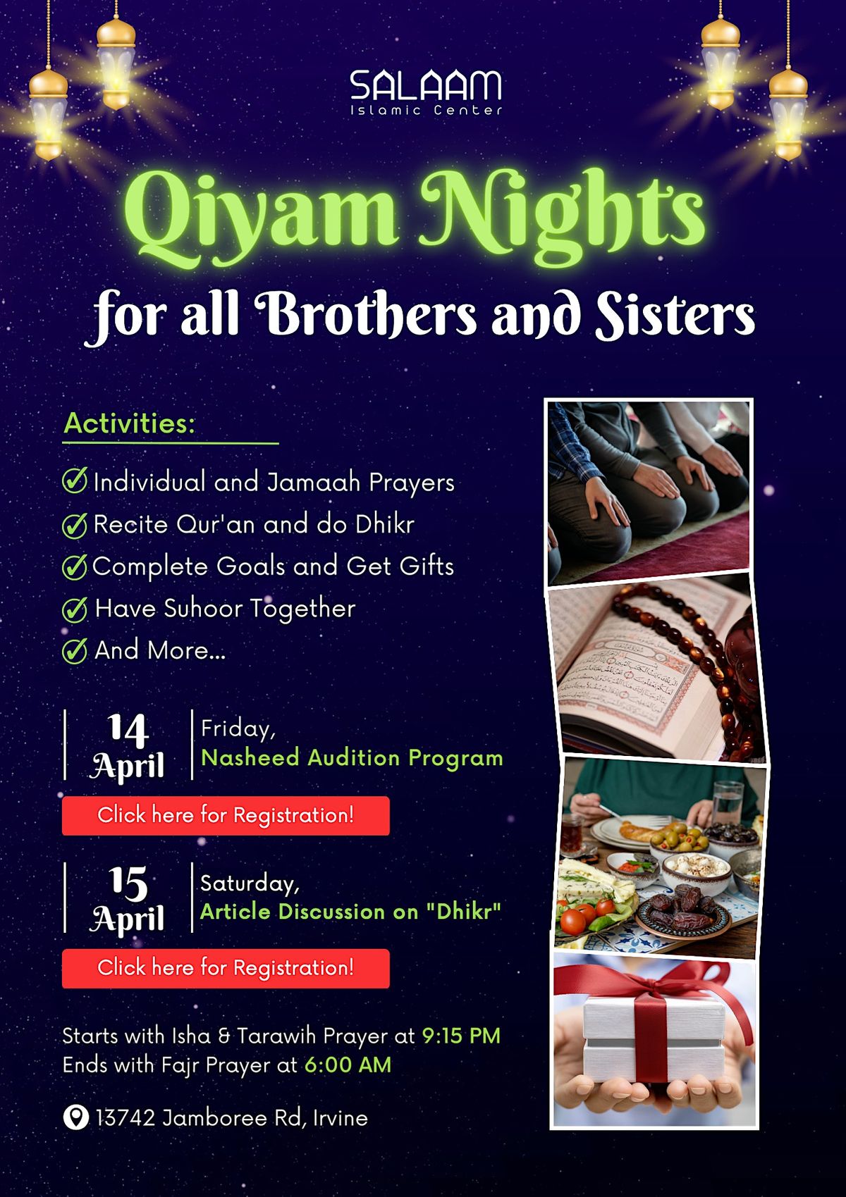 Qiyam Nights for all Brothers and Sisters