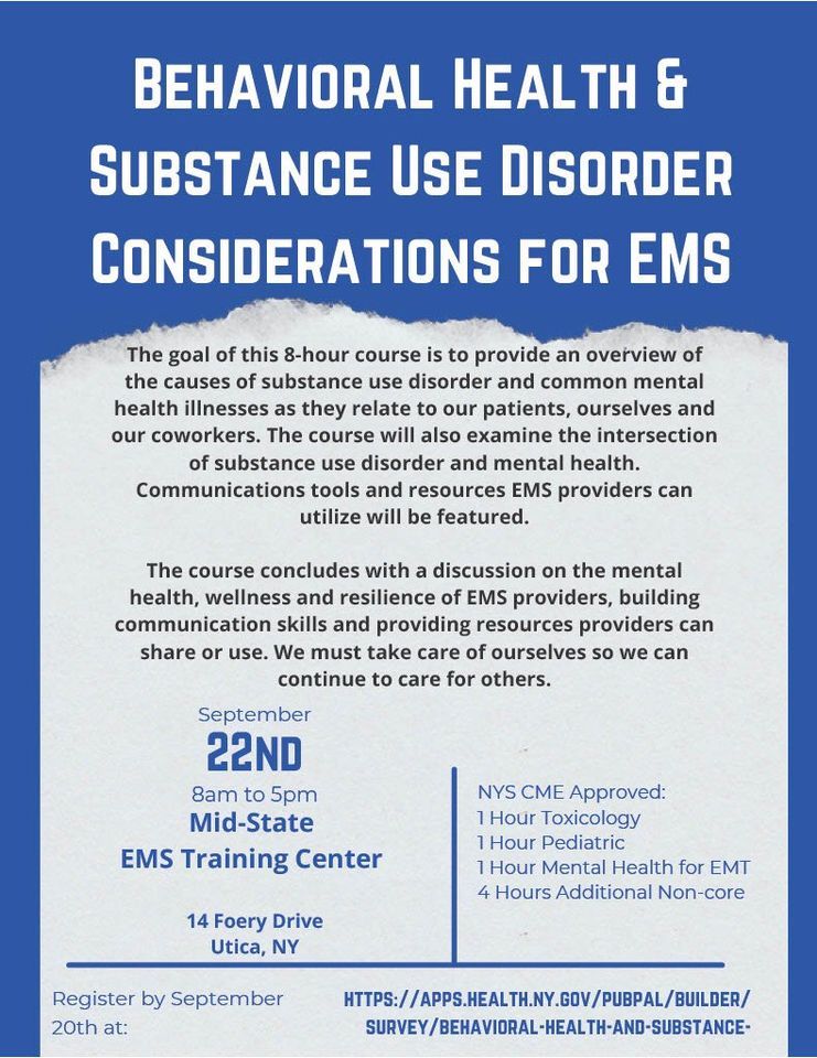 Behavioral Health & Substance Use Disorder Considerations for EMS