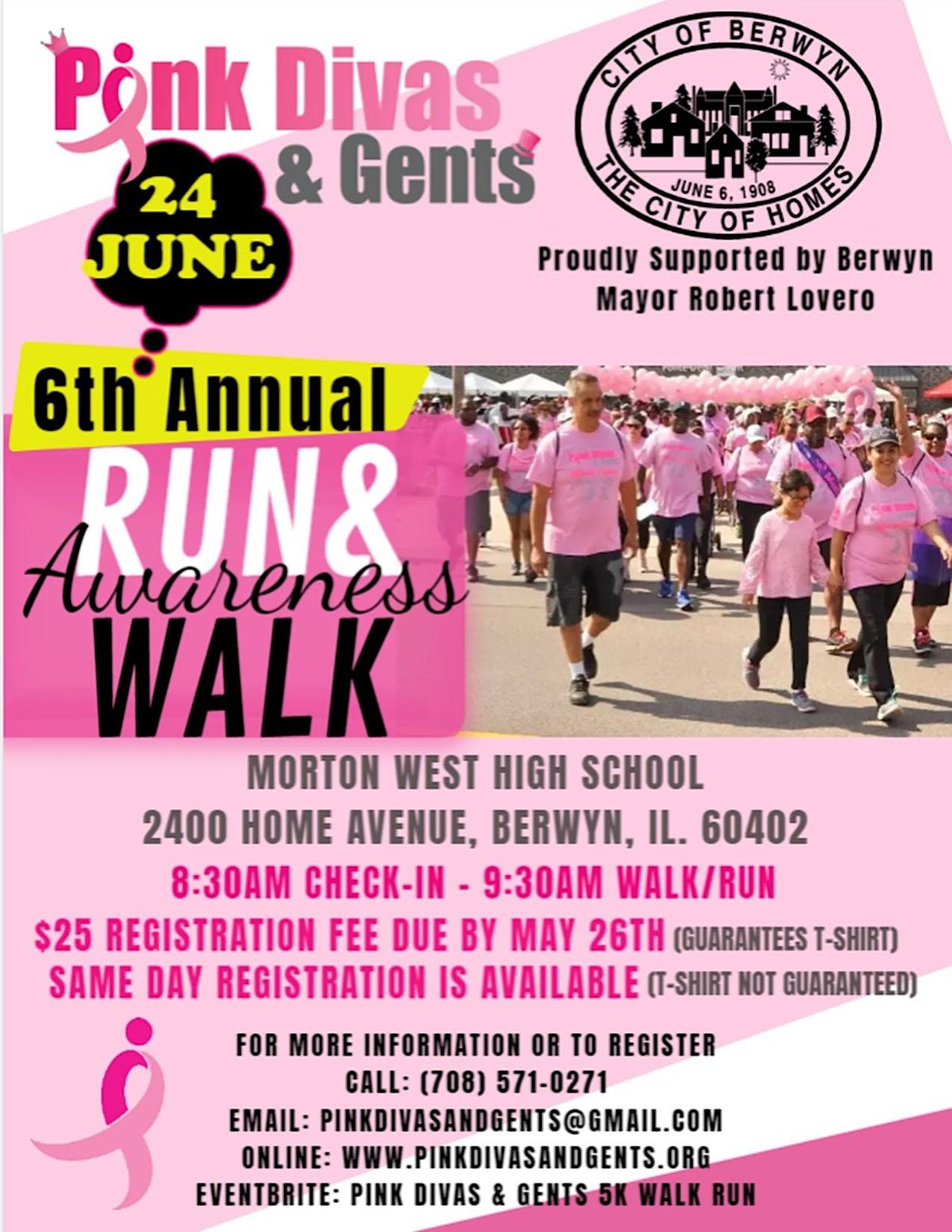 PINK DIVAS & GENTS 6TH ANNUAL BREAST CANCER 5K WALK RUN at Morton West ...