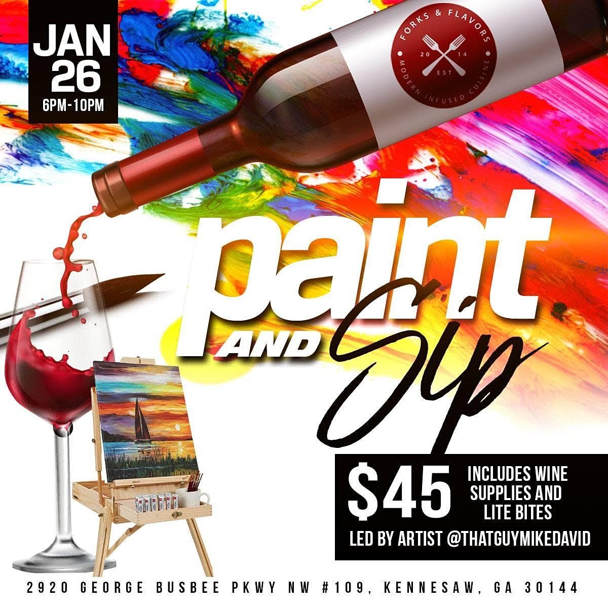 Paint & Sip w/Mike David Forks & Flavors, Kennesaw, GA January 26, 2022