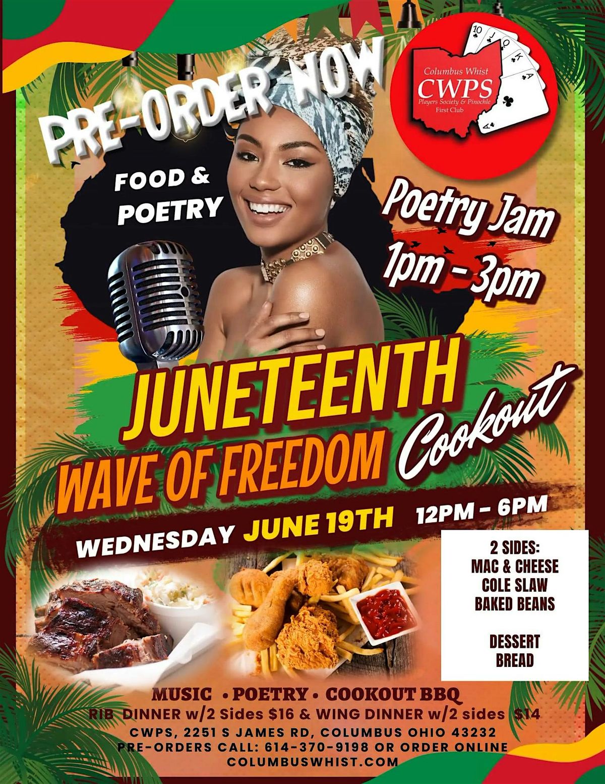 Juneteenth Cookout & Poetry Jam | Columbus Whist Players Society | June ...