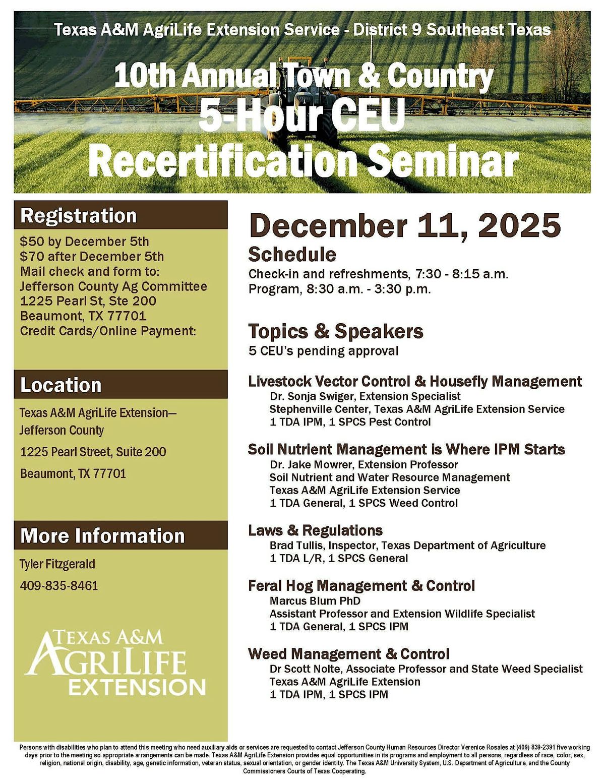 10th Annual Town & Country 5-Hour CEU Recertification Seminar