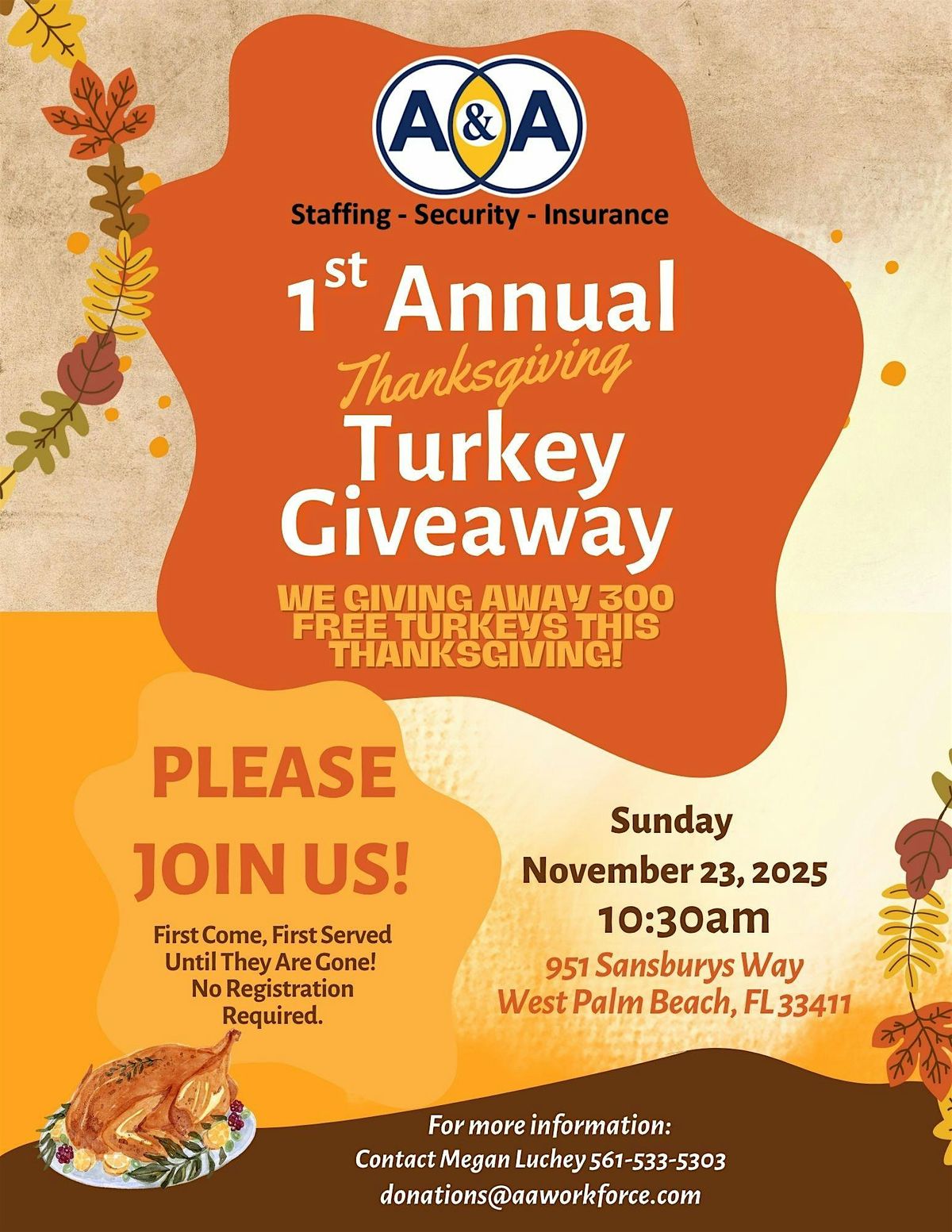 A&A's 1st Annual Thanksgiving Turkey Giveaway