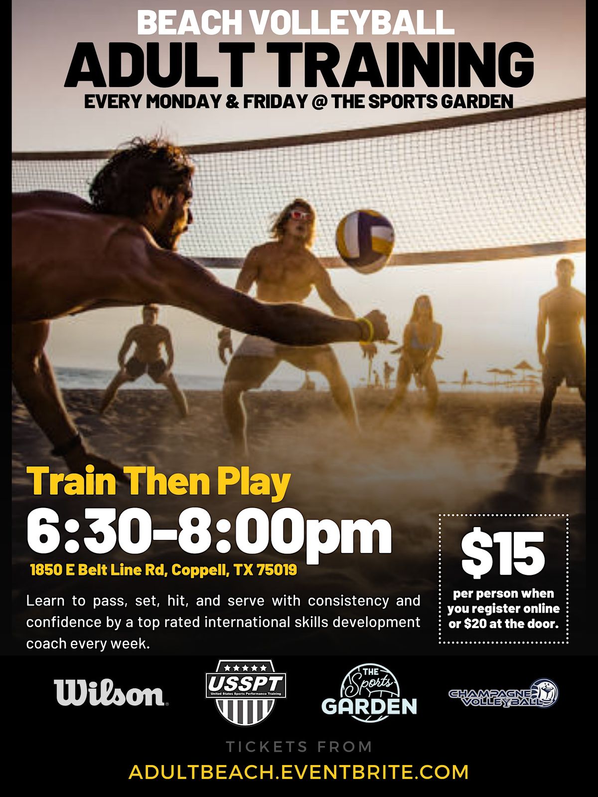 Adult Beach Volleyball Clinics at The Sports Garden