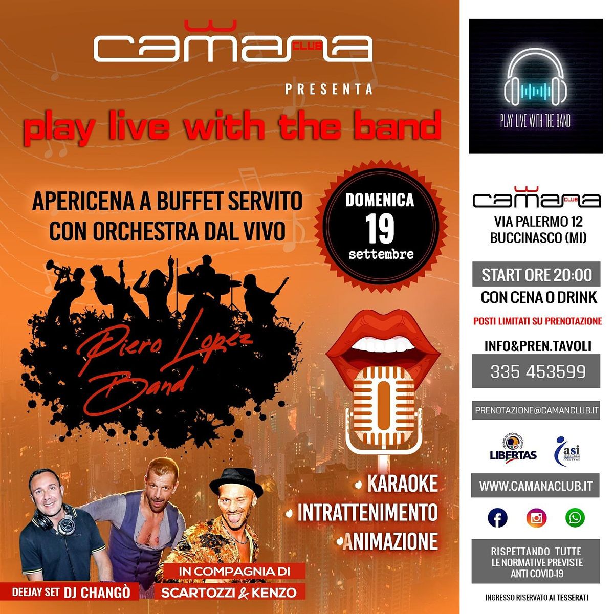 Play Live with the Band | Camana Club, Buccinasco, LO | September 19 to  September 20