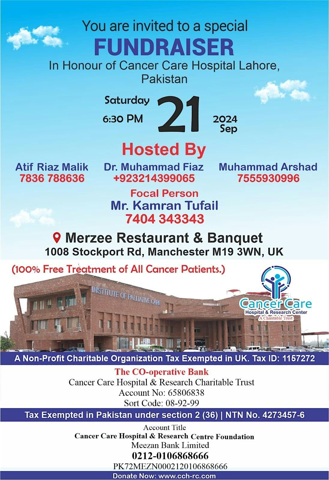 Fund Raising Dinner for Cancer Care Hospital Lahore Pakistan