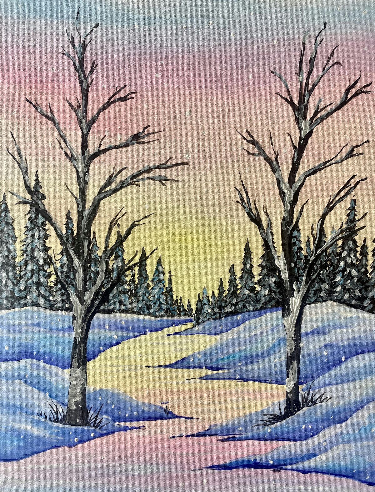Snowy Wonderland Paint and Sip in LA!