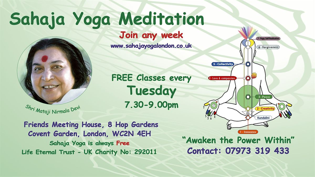 Free Meditation & Yoga Class - Covent Garden - Tuesday evenings @ 7:30pm