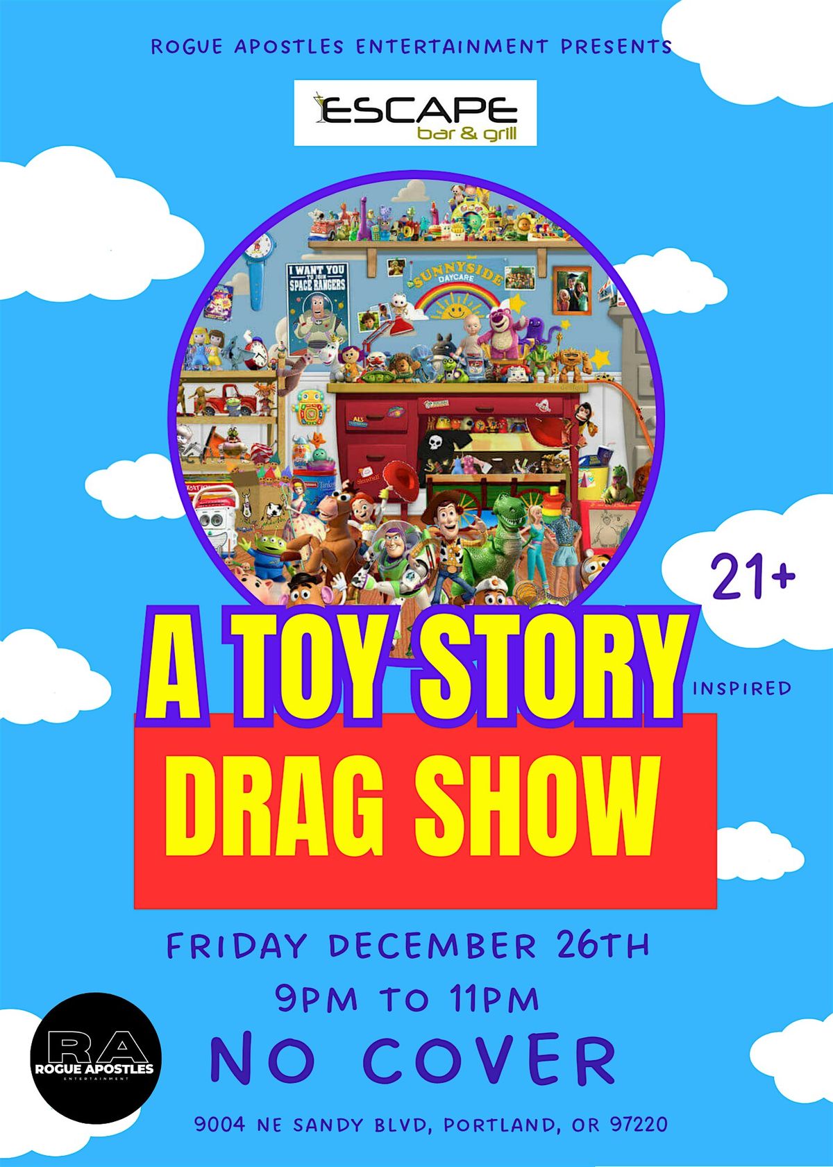 A Toy Story Inspired Drag Show At Escape Bar & Grill