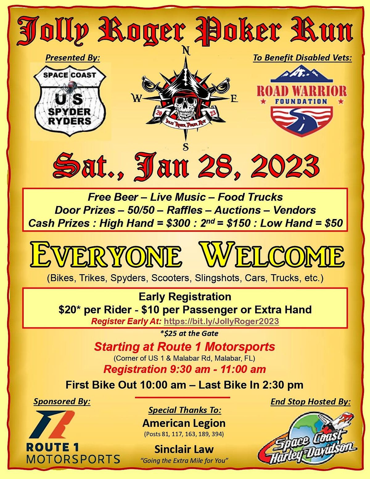 JOLLY ROGER POKER RUN! at Space Coast Harley-Davidson®, Palm Bay on ...