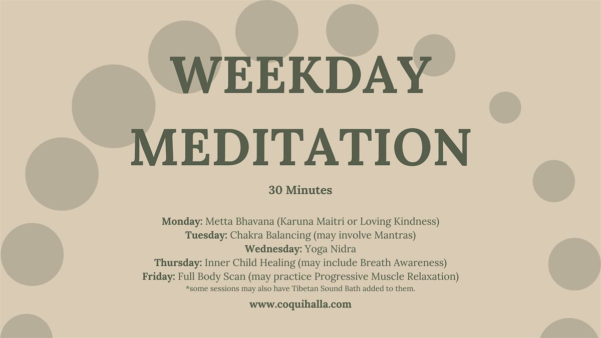 Weekday Meditation, Bloomington, IN | Reflect, Prepare, Rejuvenate | Online