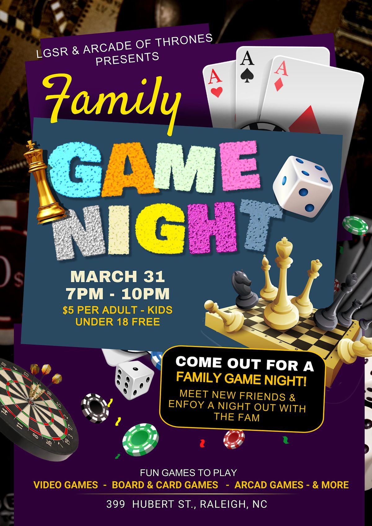 Family Game Night @ Arcade of Thrones! | Arcade of Thrones, Raleigh, NC ...