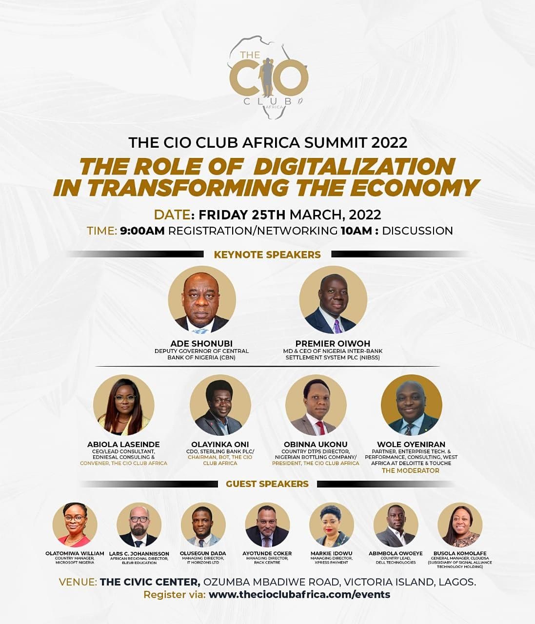 THE CIO CLUB AFRICA SUMMIT- 2022 | The Civic Centre, Lagos, LA | March 25,  2022