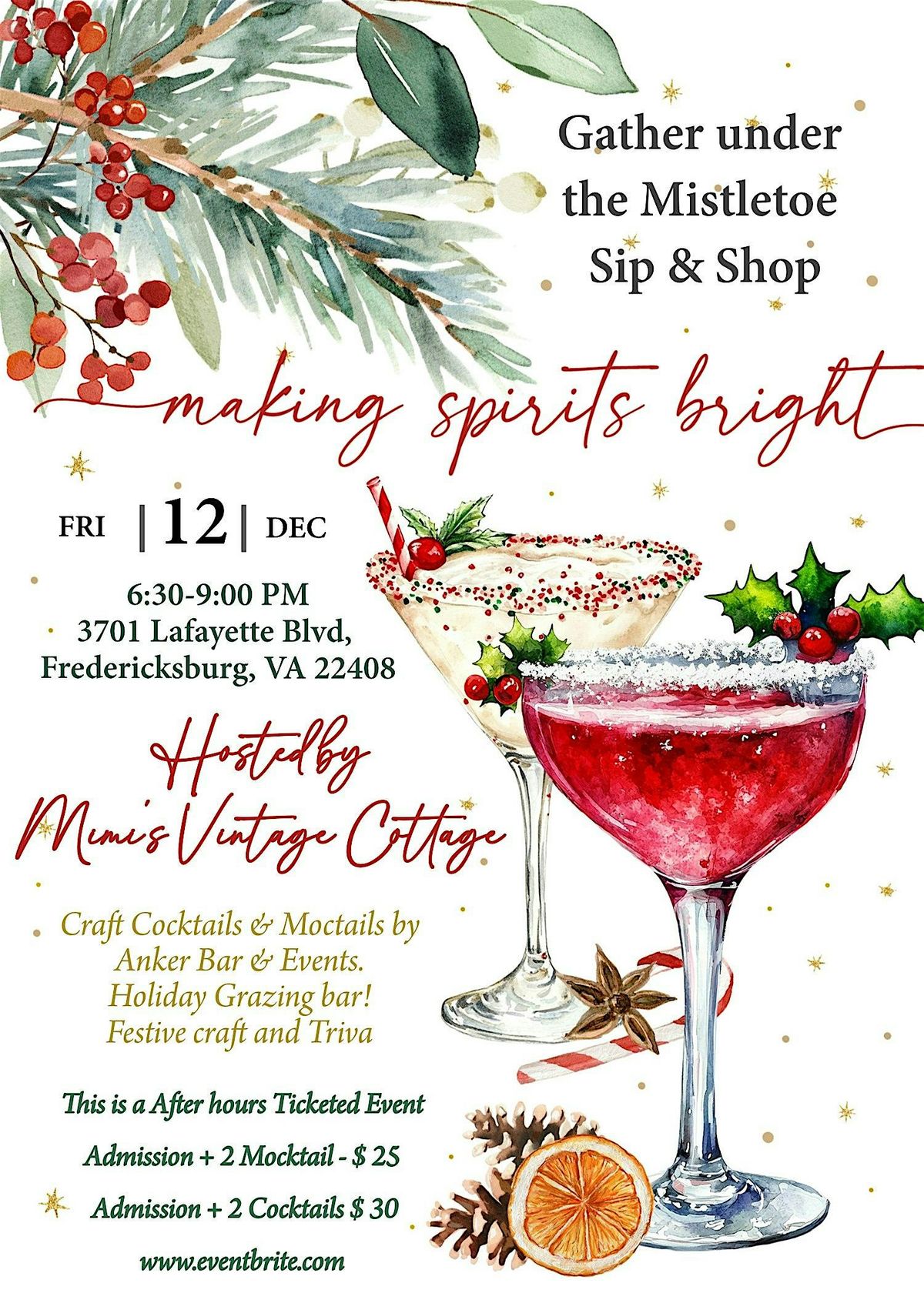 Gather around the Mistletoe Sip & Shop