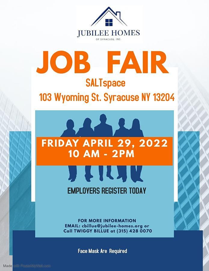 Jubilee Homes Community Job Fair | 103 Wyoming St, Syracuse, NY | April ...