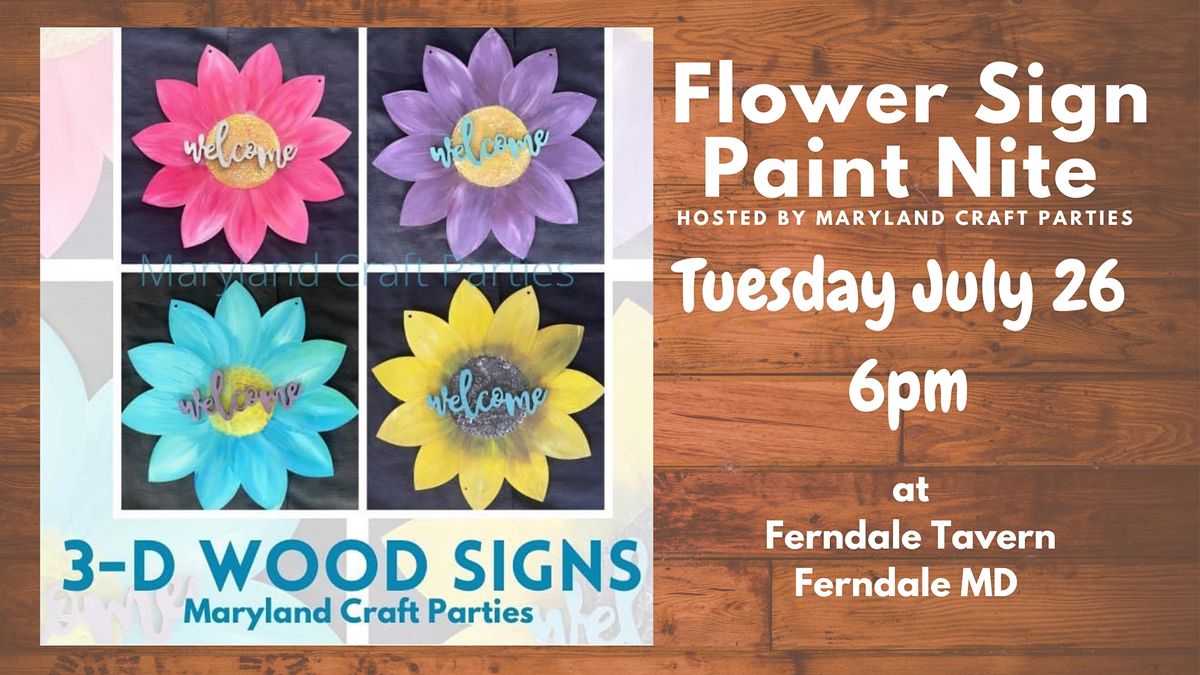 Flower Sign Paint Nite at Ferndale Tavern w Maryland Craft Parties