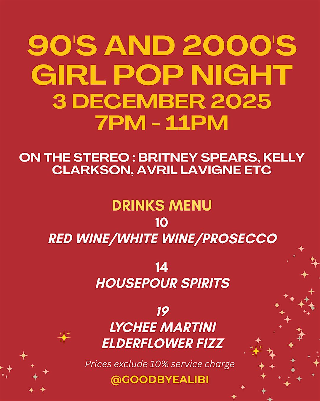 90s and 2000s Girl Pop Night