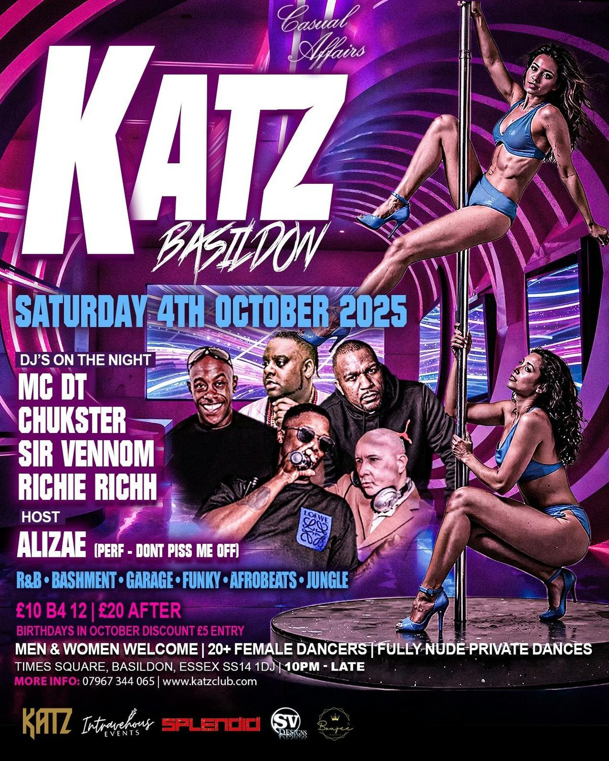 Casual affairs presents Katz Basildon party -with special guest mc Dt plus many more