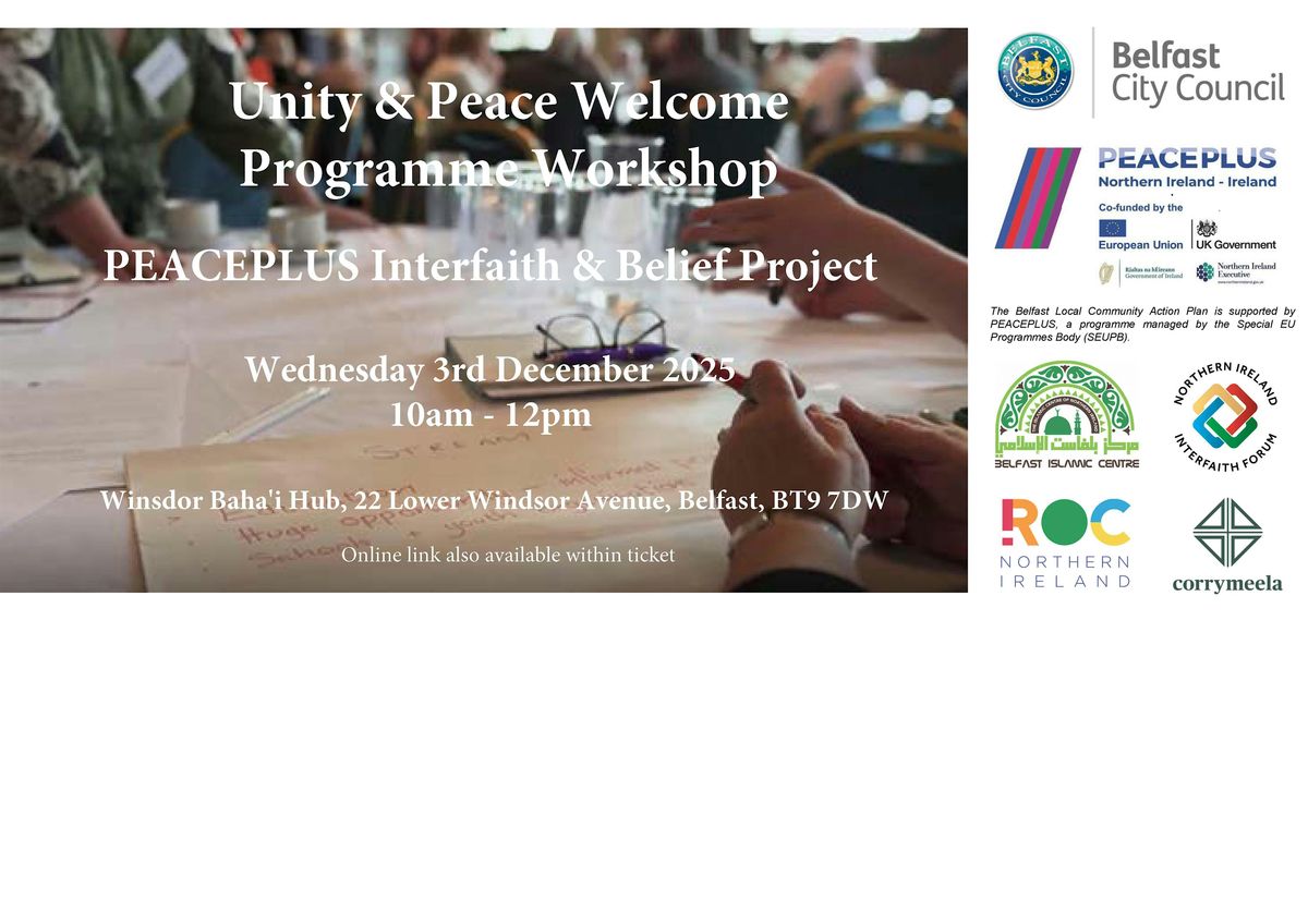 Welcome Programin Invitation to Workshop for Unity & Peace Welcome Programme at Windsor ...