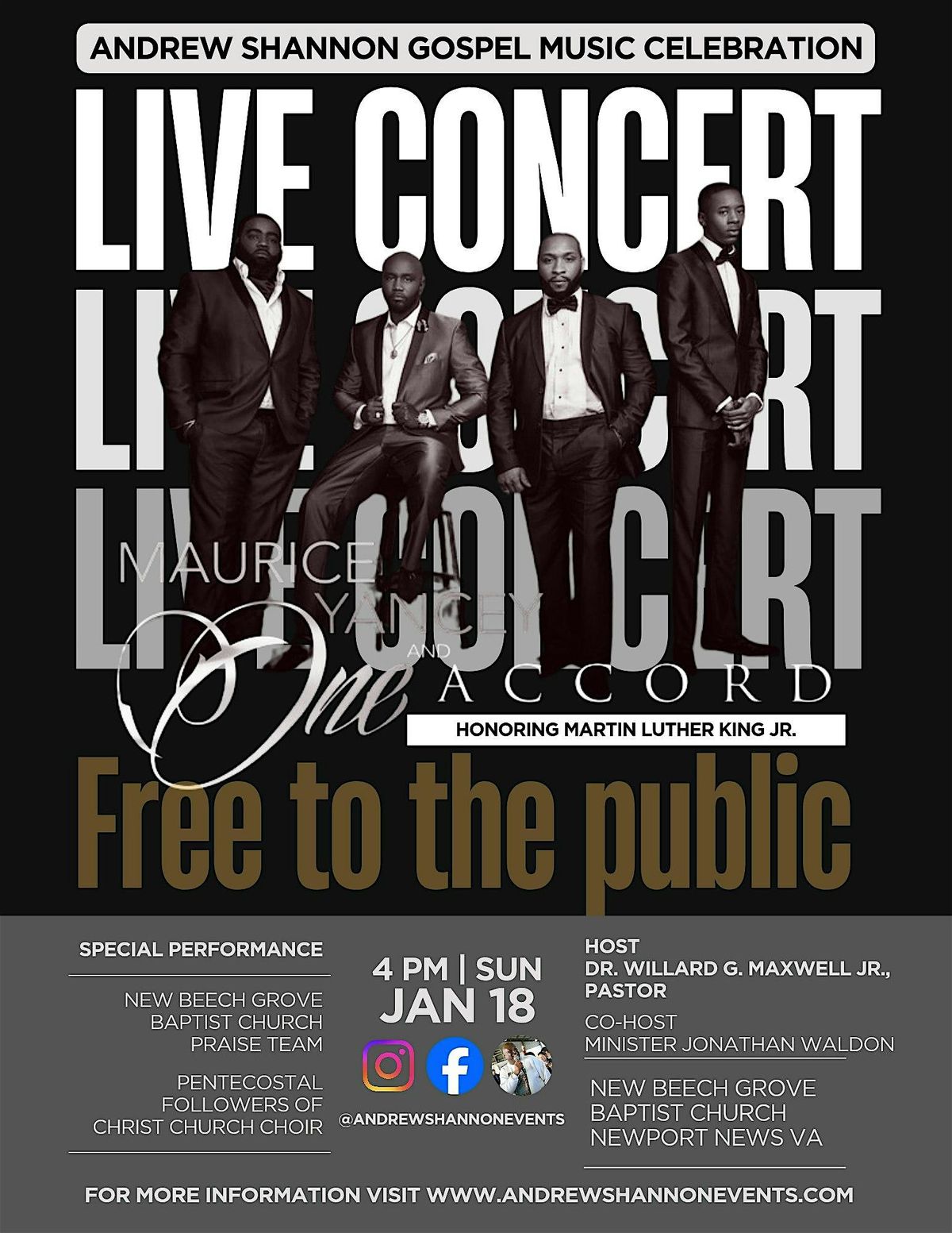 Evening concert with Gospel music artist Maurice Yancey